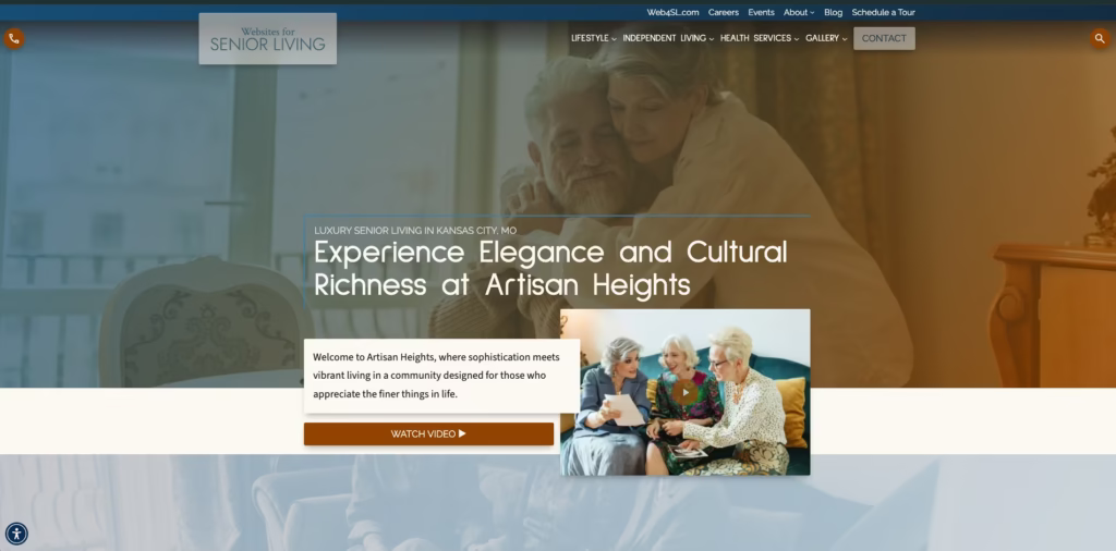 Home page screenshot of the Artisan Heights Demo Site